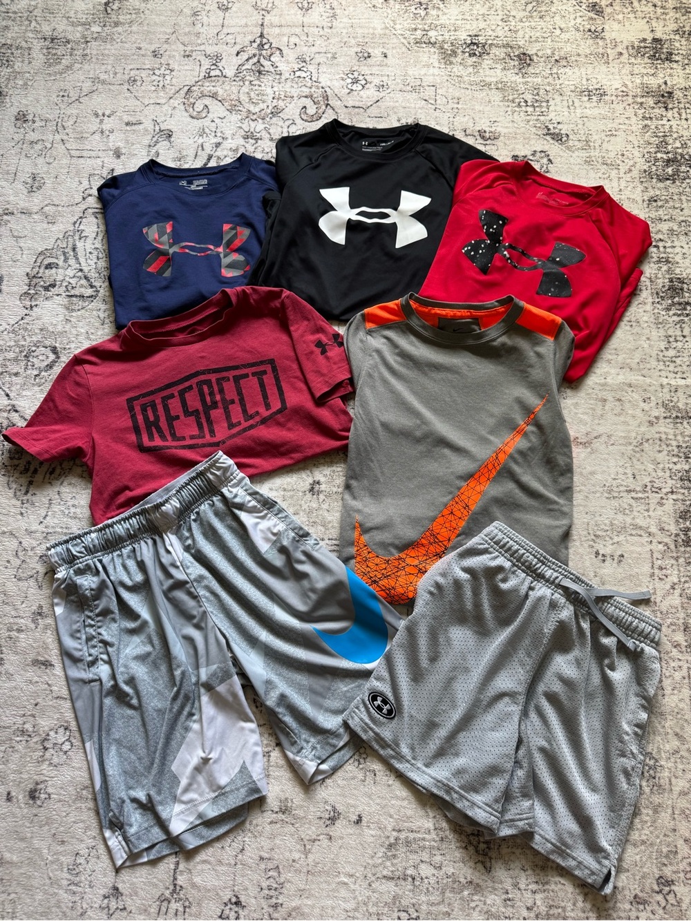 Boys Under Armour & Nike Activewear Bundle - Red, Black, Gray, Orange, Blue